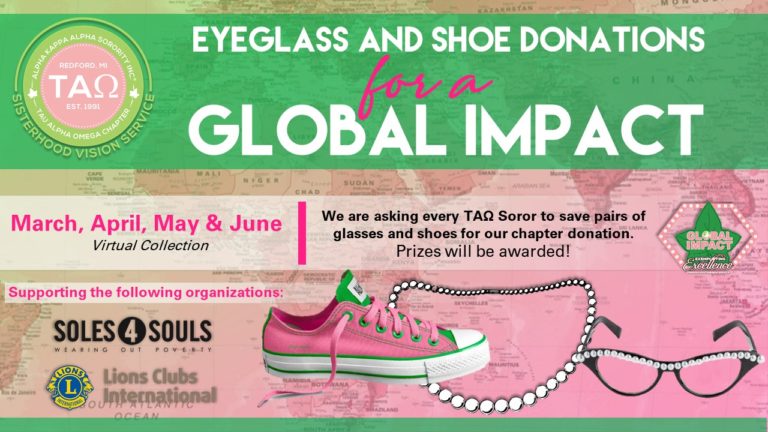 Target 5: Global Impact Committee is now encouraging members to collect gently loved eyeglasses and shoes to donate to our partners.